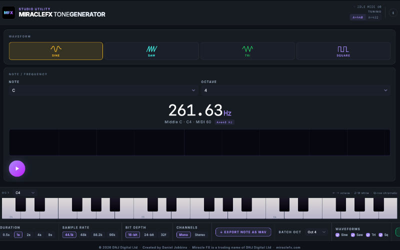 Miracle FX Tone Generator screenshot